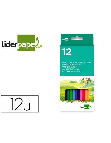 Lapices de colores acuarelables liderpapel caja de 12 unidades colores surtidos