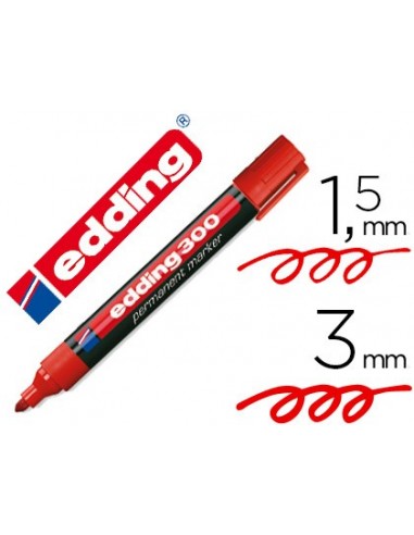 Rotulador edding marcador permanente 300 rojo punta redonda 1,5-3 mm recargable