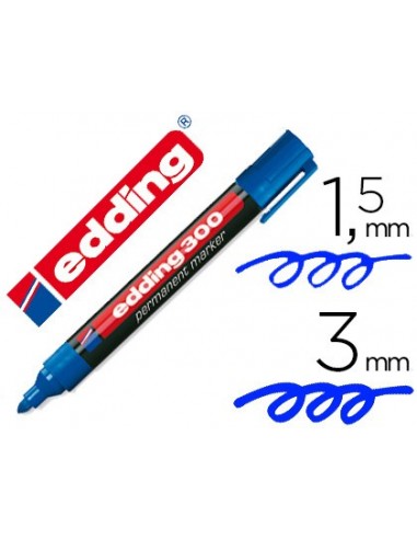 Rotulador edding marcador permanente 300 azul punta redonda 1,5-3 mm recargable