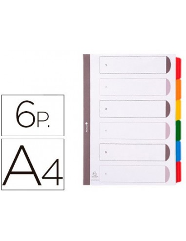 Separador exacompta cartulina juego de 6 separadores din a4 multitaladro color blanco
