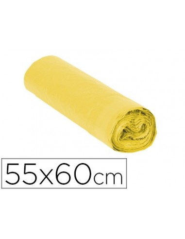 Bolsa basura domestica amarilla con autocierre 55 x 60 cm rollo de 15 unidades