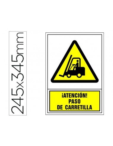 Pictograma syssa señal de advertencia atencion! paso de carretilla en pvc 245x345 mm