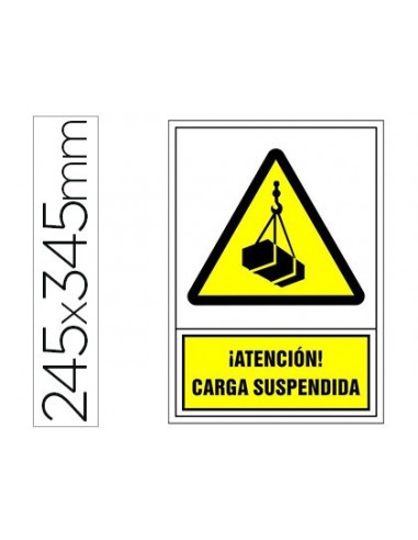Pictograma syssa señal de advertencia atencion! carga suspendida en pvc 245x345 mm