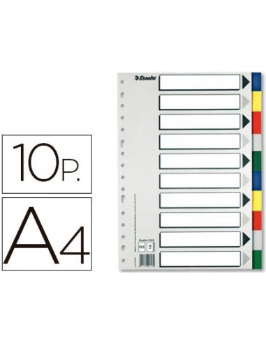 Separador esselte plastico juego de 10 separadores din a4 con 5 colores multitaladro
