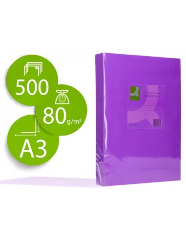 Papel color q-connect din a3 80gr lila paquete de 500 hojas