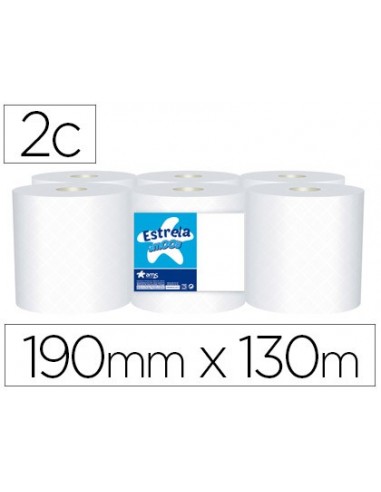 Papel secamanos amoos 2 capas 190 mm x 130 mt paquete de 6 rollos