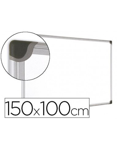 Pizarra blanca bi-office magnetica maya w ceramica vitrificada marco de aluminio 150 x 100 cm con bandeja para