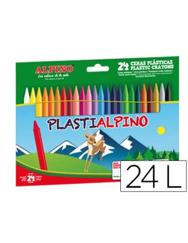 Lapices cera alpino plasti caja de 24 unidades colores surtidos