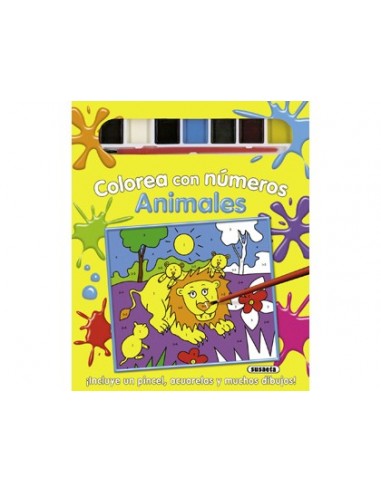 Cuaderno de colorear susaeta colorea con numeros animales 24 paginas 21,5x26,5 cm