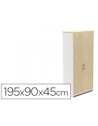 Armario rocada con cuatro estantes y dos puertas serie store 195x90x45 cm acabado aw04 blanco/blanco