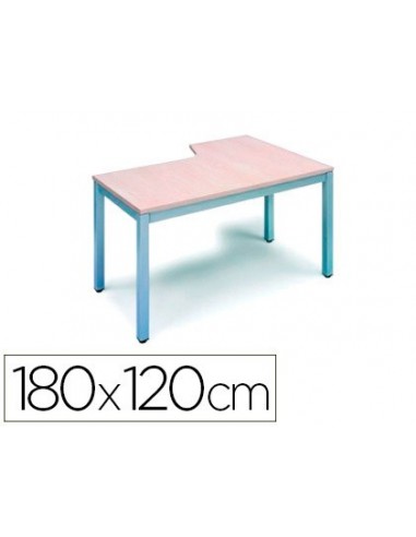 Mesa rocada serie executive 180x120 cm izquierda acabado ad04 aluminio/blanco