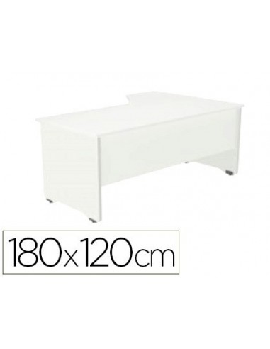 Mesa rocada serie work 180x120 cm izquierda acabado ab04 aluminio/blanco