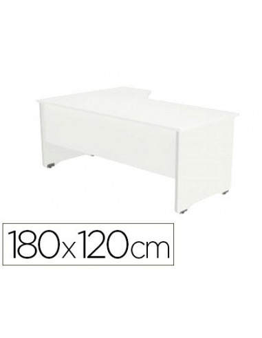 Mesa rocada serie work 180x120 cm derecha acabado ab04 aluminio/blanco