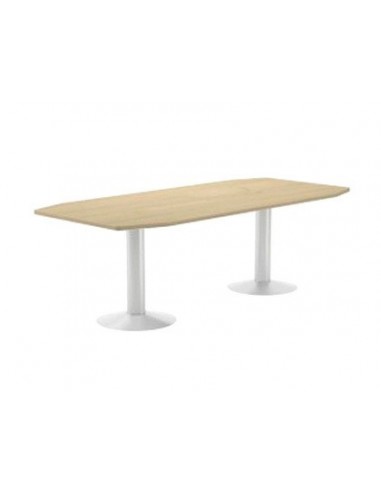 Mesa de reunion rocada meeting 3003atw04 estructura columna doble acero blanco tablero madera blanco