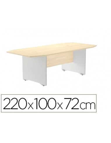 Mesa de reunion rocada meeting 3003an02 estructura madera gris aluminio tablero madera gris 220x100x72 cm