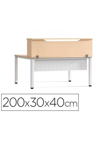 Mostrador de altillo rocada valido para mesas work metal executive 200x30x40 cm acabado aa01 haya/haya