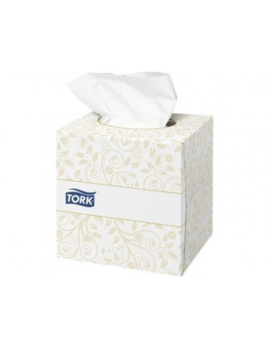 Pañuelos faciales tork extrasuaves 2 capas 20,9x20 cm caja cubo de 100 unidades